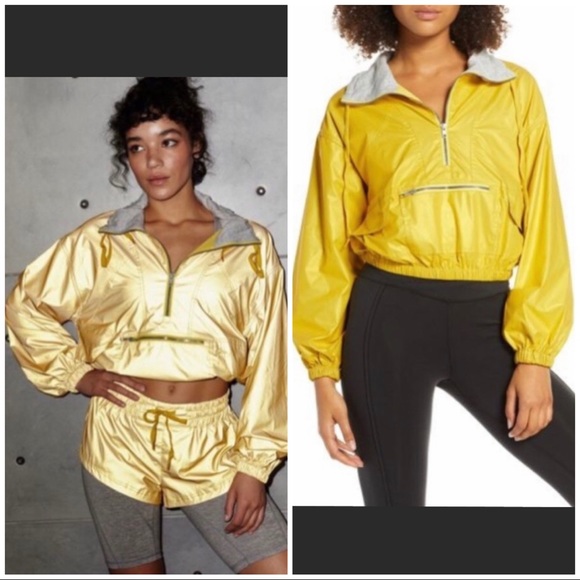 Free People Jackets & Blazers - Free People Yellow Reflective Windbreaker Jacket